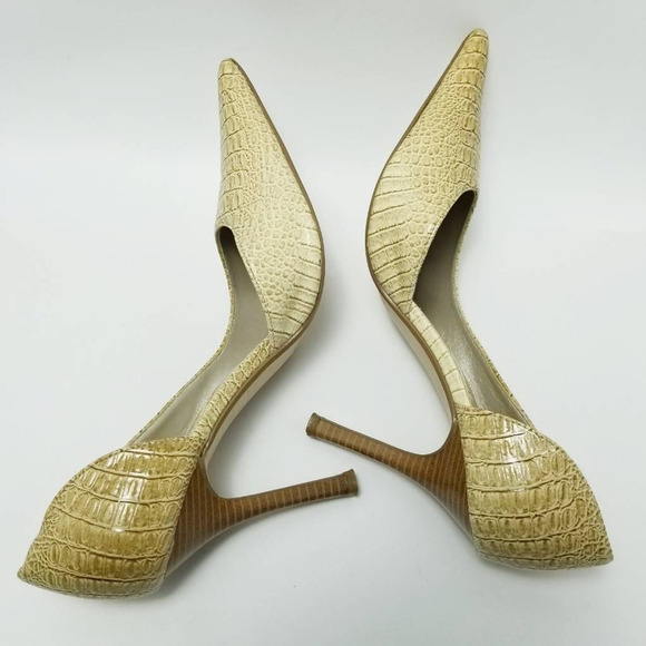 Diba Zana D'orsay Heels Shoes Crocodile Skin Pointed Toe Slip On Size 7M - Picture 10 of 12
